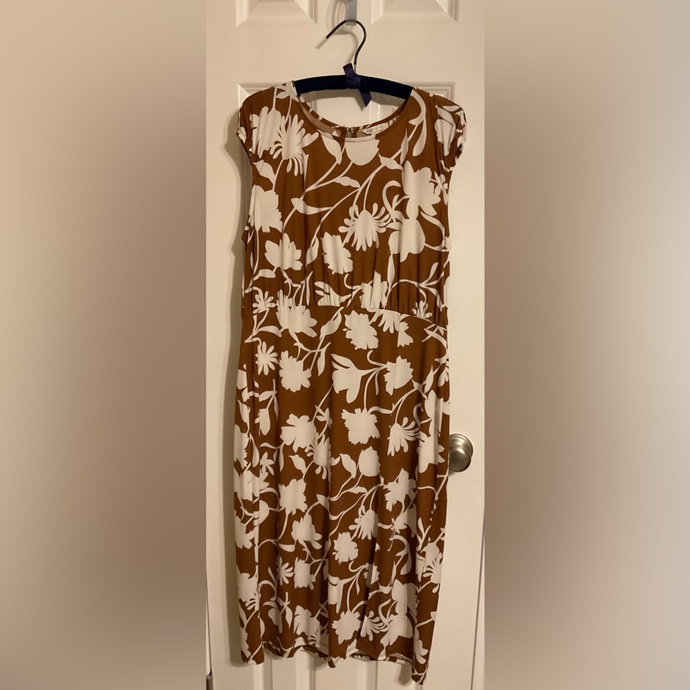 Cato Brown and White Floral Midi Dress